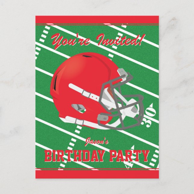 Football Themed Party Invitation Postcard Editable (Front)