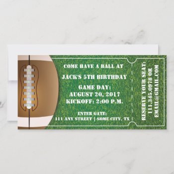 Football Themed Ticket Invitation For Birthday by AestheticJourneys at Zazzle