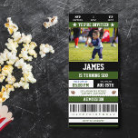 Football Ticket 6th Birthday Party Photo Invitation<br><div class="desc">Get ready for the ultimate first birthday celebration with our Football Ticket-style birthday party invitations! Designed to look like a real football ticket, these invitations are perfect for the young sports fan in your life. The front features a photo of the birthday child, making this invitation extra special and personalized....</div>