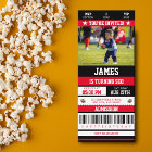 Football Ticket Any Age Birthday Party Photo Red I