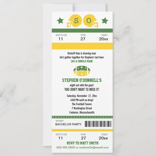 Football Ticket Bachelor Party Invitation