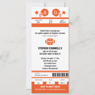 Football Ticket Bachelor Party Invitation