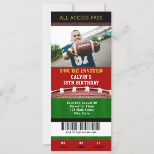 2.5×6 Atlanta Falcons Ticket Style Sports Party Invitations