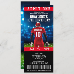 Atlanta Falcons Ticket Style Sports Party Invitations – Sports Invites