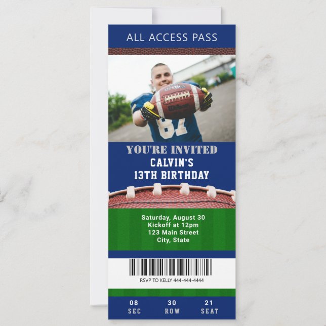 Football Ticket Birthday Invitation (Front)