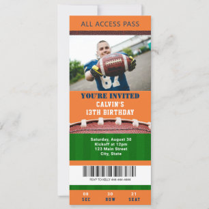 Football Ticket Birthday Invitation