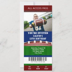 Football Ticket Birthday Invitation
