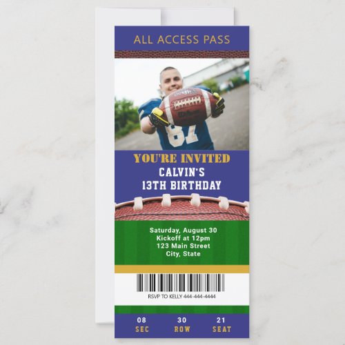 Football Ticket Birthday Invitation