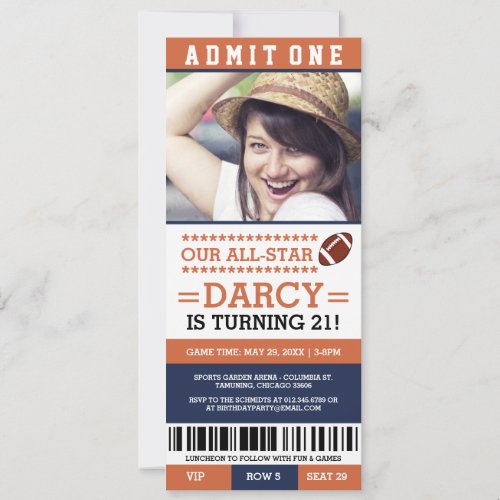 Football Ticket Birthday Invites