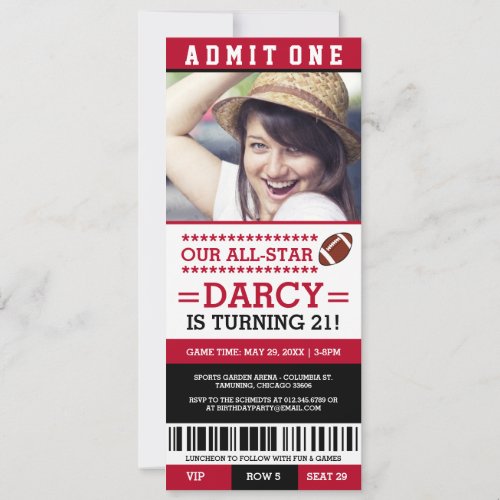 Football Ticket Birthday Invites