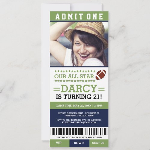 Football Ticket Birthday Invites