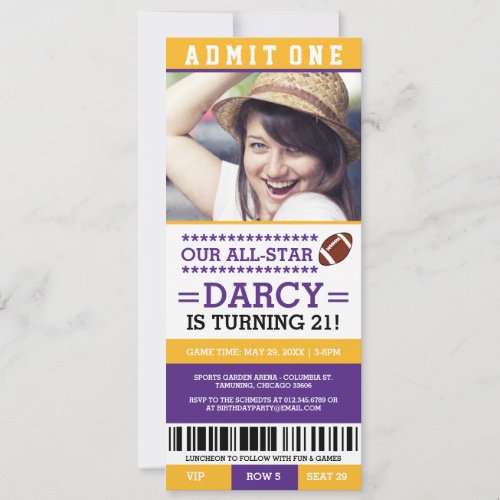 Football Ticket Birthday Invites