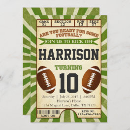 Football Ticket Birthday Party Invitation Invite