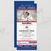 Football Ticket Blue and Red Bridal Shower Invitation (Front/Back)