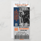 Football Ticket Blue & Orange Celebration Party Invitation (Front)