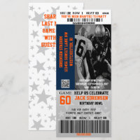 Football Ticket Blue & Orange Celebration Party