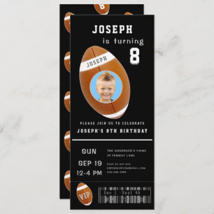 Football Ticket Custom Photo Birthday Invitation