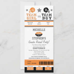 Football Ticket Gender Reveal Baby Shower Invitation
