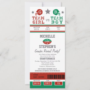 Football Ticket Gender Reveal Baby Shower Invitation