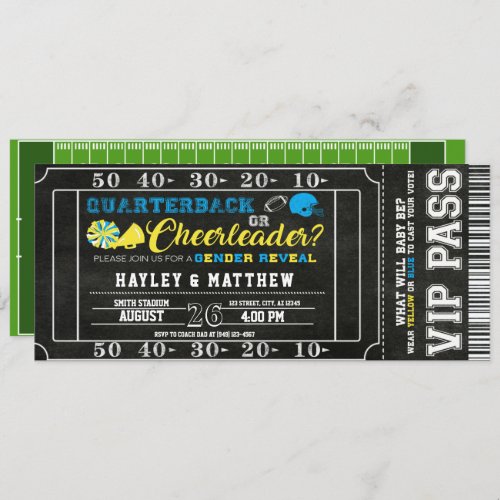Football Ticket Quarterback or Cheerleader Baby Invitation