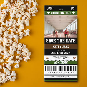 Football Ticket Sport Themed Unique Save The Date Invitation