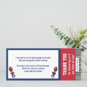 Football Ticket Thank You Card, Baby Shower Invita Invitation (Standing Front)