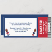 Football Ticket Thank You Card, Baby Shower Invita Invitation (Front/Back)