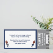 Football Ticket Thank You Card, Baby Shower Invitation (Standing Front)