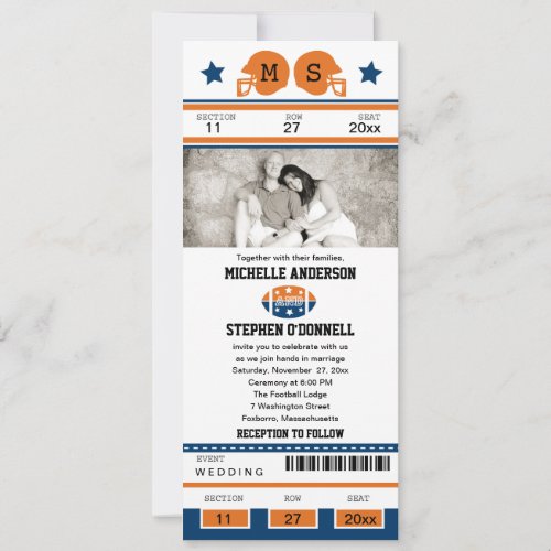 Football Ticket Wedding Invitation