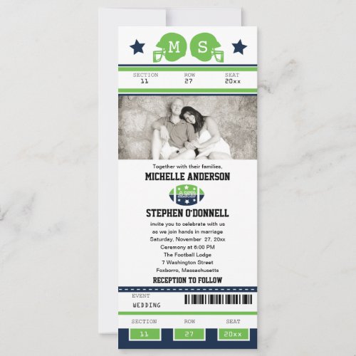 Football Ticket Wedding Invitation