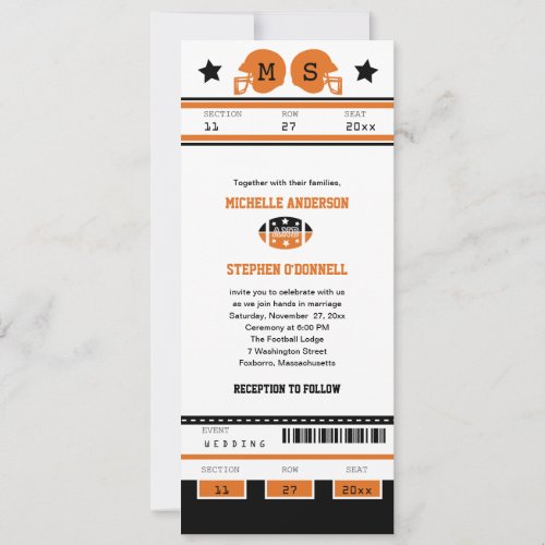 Football Ticket Wedding Invitation