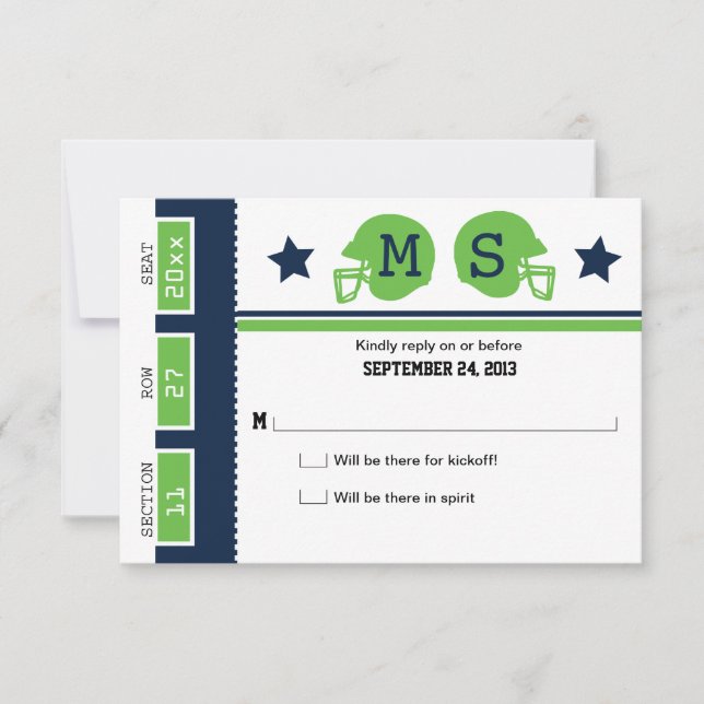 Football Ticket Wedding RSVP (Front)