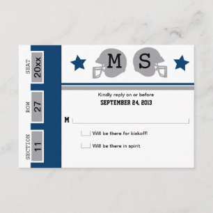 Football Ticket Wedding RSVP Card