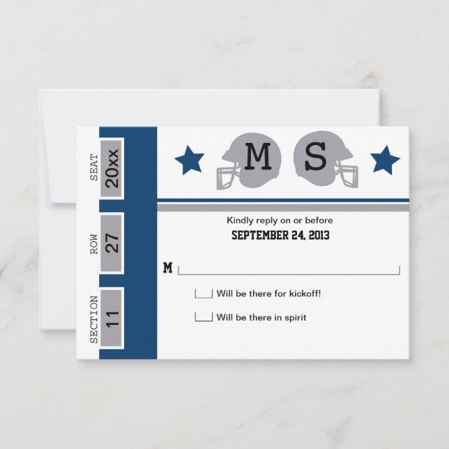 Football Ticket Wedding RSVP Card (Front)