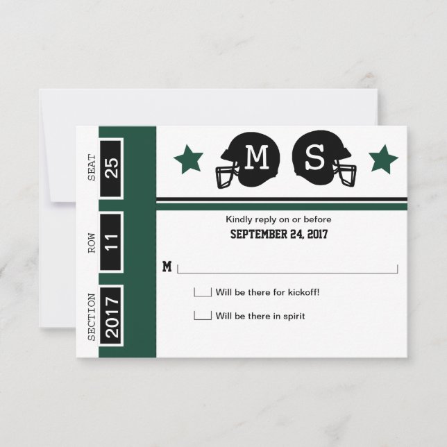 Football Ticket Wedding RSVP Card (Front)