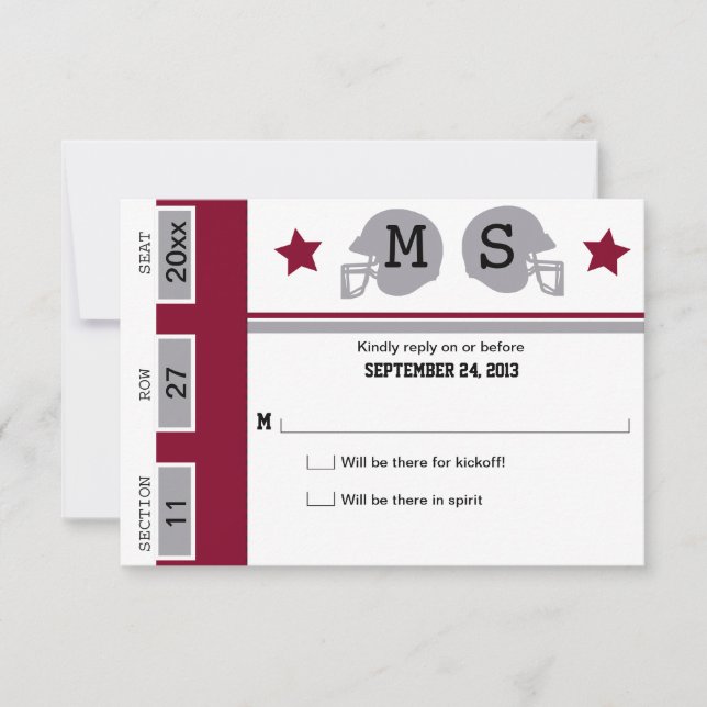 Football Ticket Wedding RSVP Card (Front)