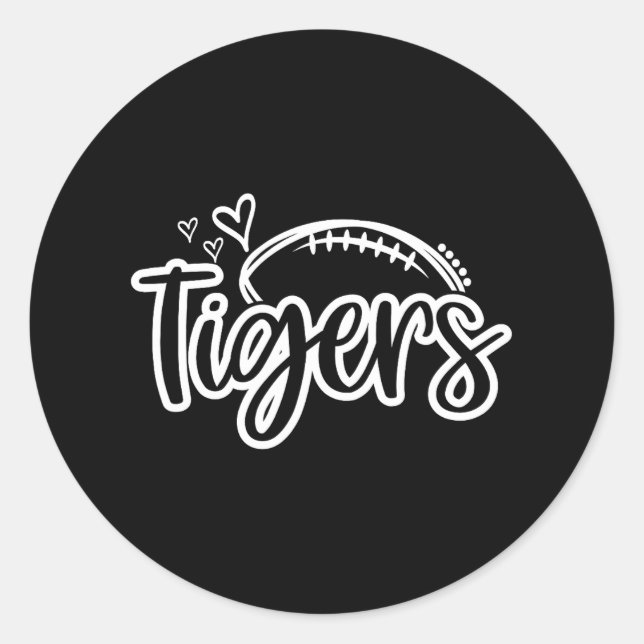 Football Tigers School Sports Fan Team Spirit Classic Round Sticker (Front)