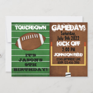 Football Touchdown Birthday Party Invitations