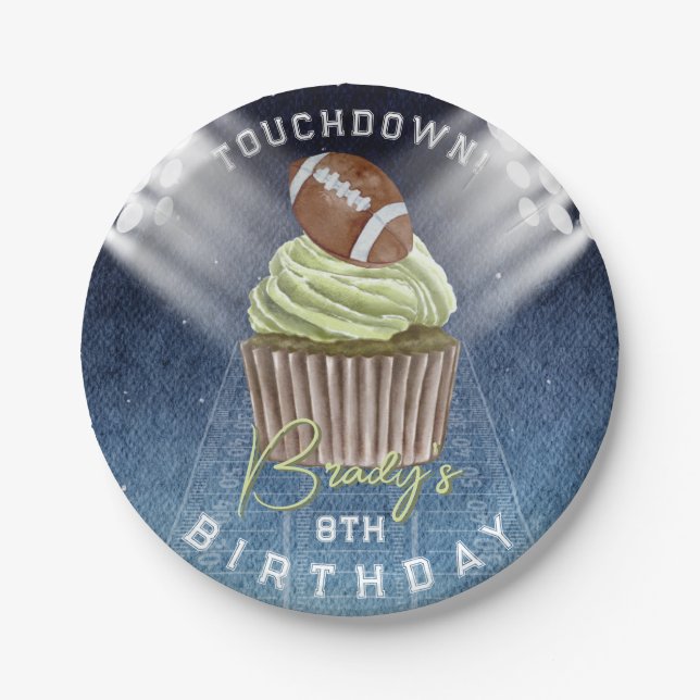 Football Touchdown Birthday Party Paper Plates (Front)