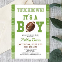 Football Touchdown It's A Boy Green Baby Shower