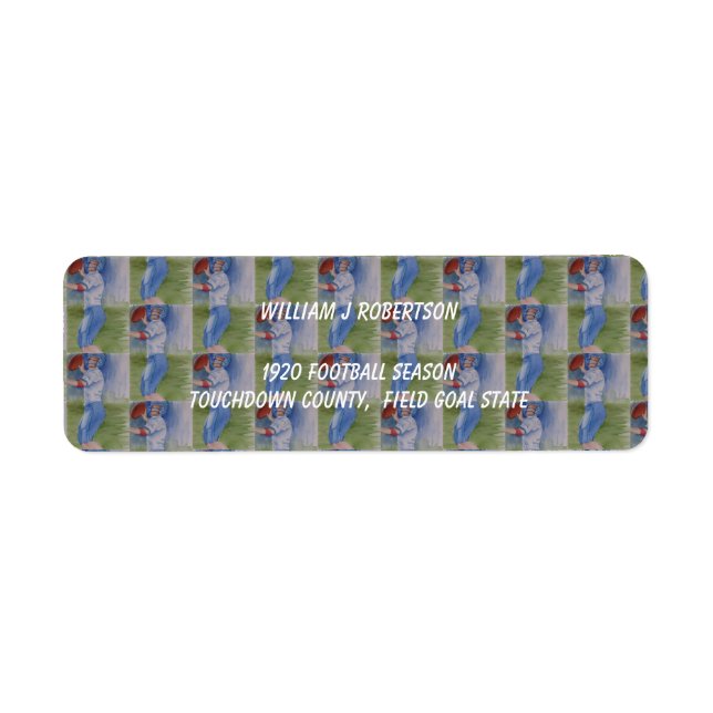 FOOTBALL TOUCHDOWN PASS ADDRESS LABEL (Front)