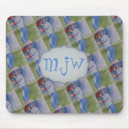 FOOTBALL TOUCHDOWN PASS MONOGRAM MOUSE PAD
