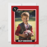 Football Trading Card Photo Birthday Party<br><div class="desc">Personalize these football birthday invitations with your player's favorite photo. The football card design has a red pattern background and features a helmet graphic for the birthday honorees age. All the text can be changed to suite your needs.</div>