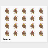 Thanksgiving Football Turkey Running Classic Round Sticker, Zazzle