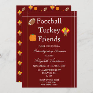 Football, Turkey, Family Friendsgiving Invitation