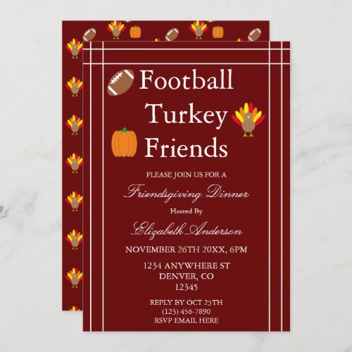 Football Turkey Family Friendsgiving Invitation