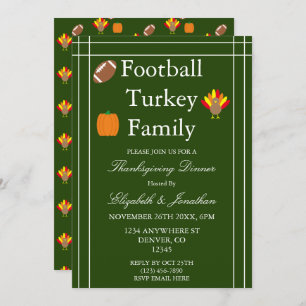 Football, Turkey, Family Thanksgiving Invitation