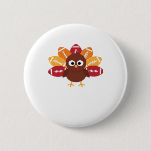 Football Turkey Funny Thanksgiving Oversized T-Shi Button