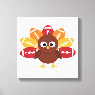 Football Turkey Funny Thanksgiving Oversized T-Shi Canvas Print