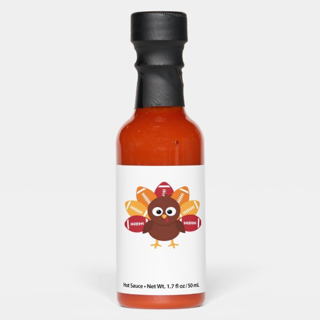 Football Turkey Funny Thanksgiving Oversized T-Shi Hot Sauces (Front)